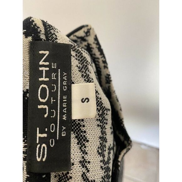 ST. JOHN Basics Blk Blazer Jacket Crop Pant Suit Santana Knit 3 piece Sz 6 10 S - Picture 5 of 9